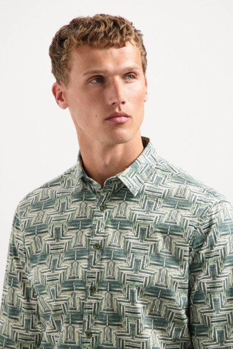 NO-EXCESS shirt stretch allover printed